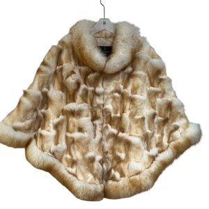 Genuine Dyed Crystal Fox Fur Cape Size OS Fox Fur Collar Trim Statement Womens